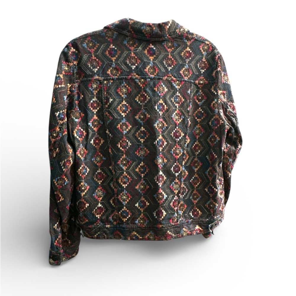 Coldwater Creek Women's size M Geometric Jean Jacket - Red and Black (F36) - Picture 3 of 8